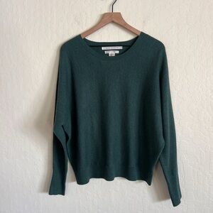 Max Studio 100% Extra Fine Merino Wool Dolman Sleeve Ribbed Sweater Large Green